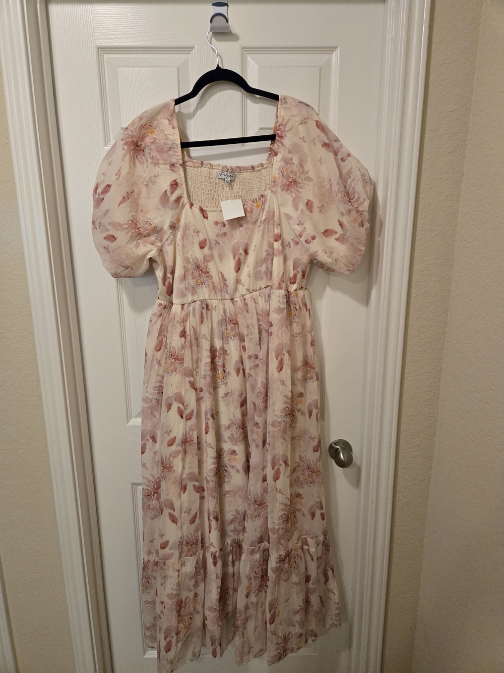 Polagram Cream Maxi Dress with Pink Floral Print - Picture 2 of 13